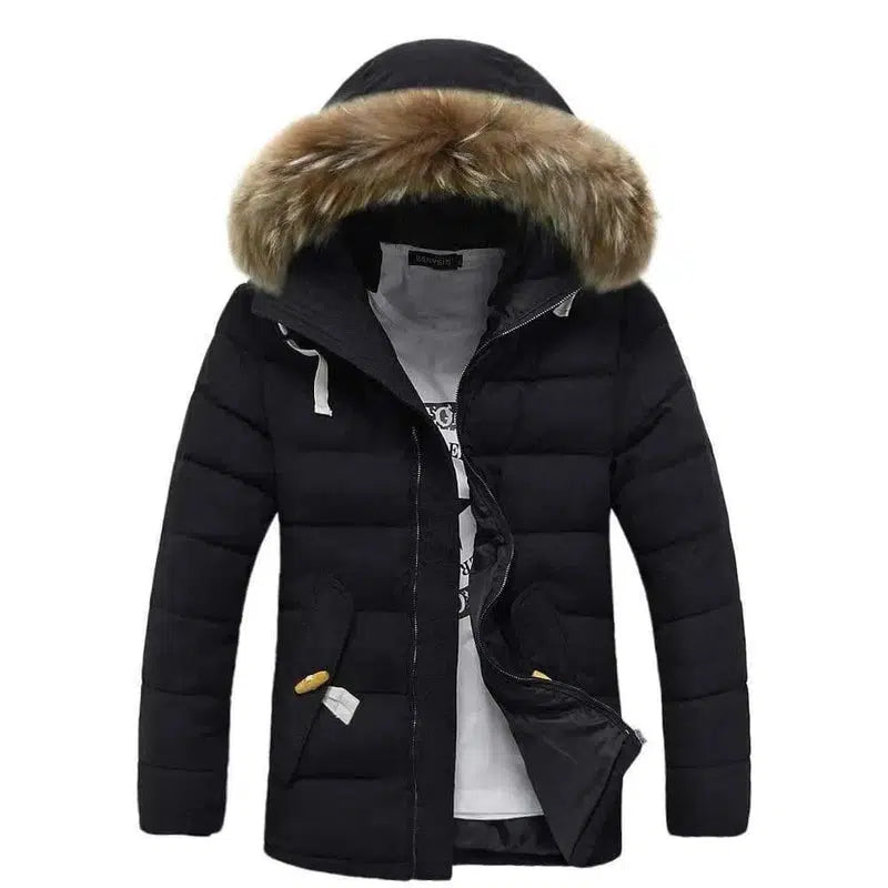 Hooded Insulated Winter Jacket for Men-Black-2