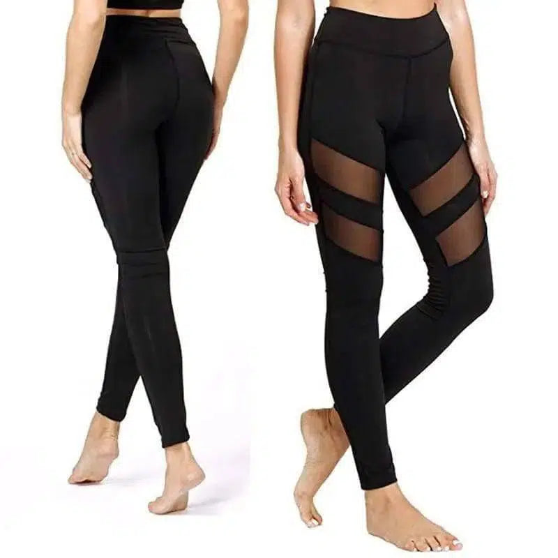 Stitching Exercise And Fitness Leggings, High Waist,-1