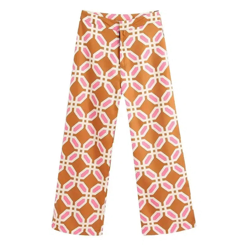 Printed Home Pants-Orange-1