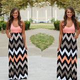 Printed Waves Stripe Long Skirt Dress-3