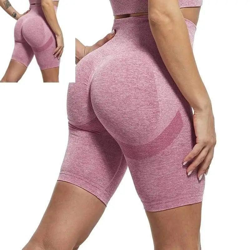 Quick-Drying Clothes Running Fitness Five-Point Leggings-Pink-16