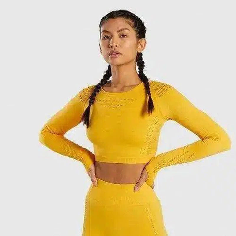 Quick-drying sports seamless yoga wear-Yellow-1