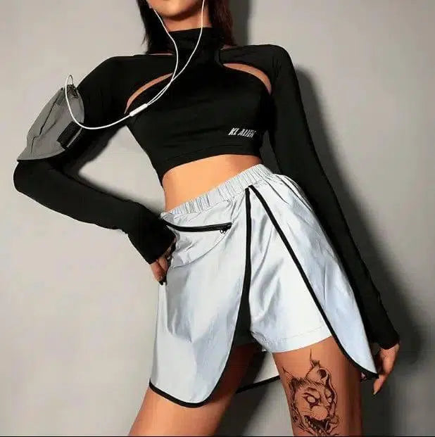 LOVEMI - Lovemi - Reflective slit skirt