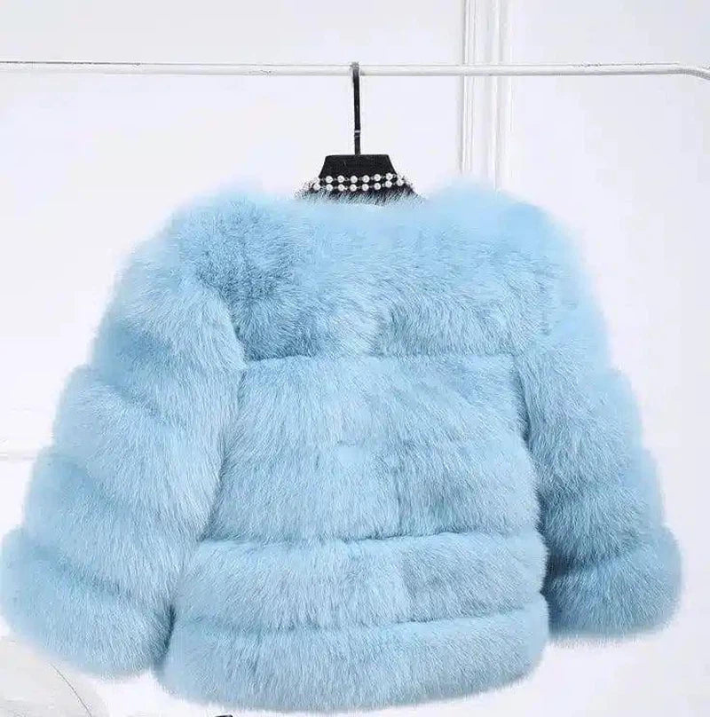 S-3XL Mink Coats Women Winter Fashion FAUX Fur Coat-Light Blue-6