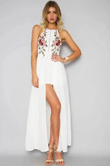 LOVEMI - Lovemi - sexy halter backless hand-embroidered split dress