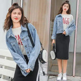 LOVEMI - Lovemi - Single-row button-collar casual jean jacket with