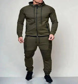 Solid color cardigan jacket suit mens two-piece suit-army green-2