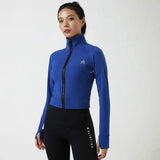 Women's High-Collar Athletic Jacket-Dark Blue-5