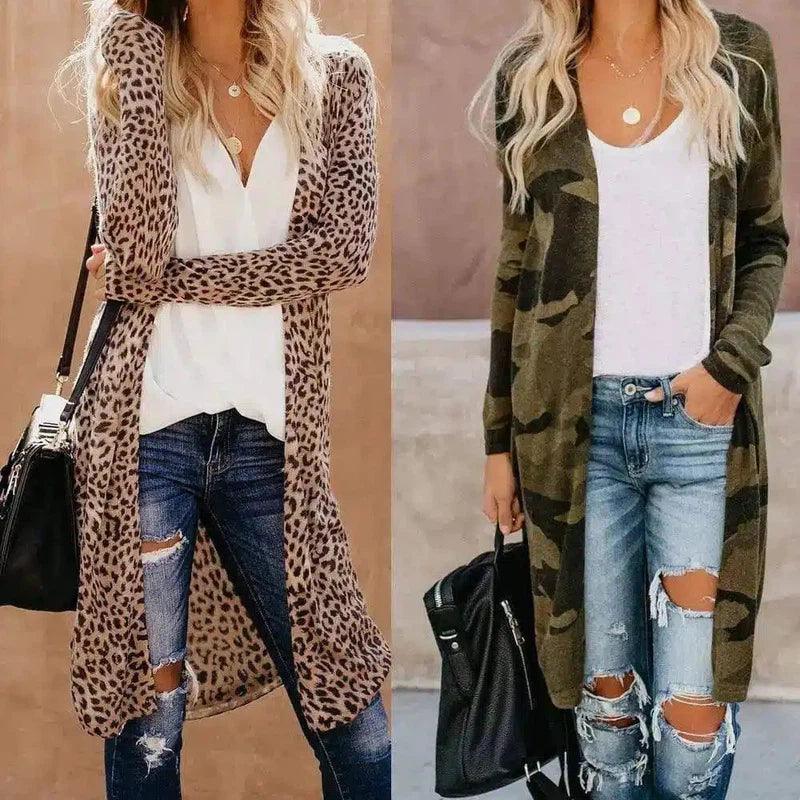 LOVEMI - Lovemi - Streetwear Women Long Sleeve Cardigan Leopard