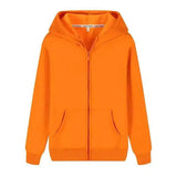 Unisex Zip-Up Hoodie with Pockets-Orange-4