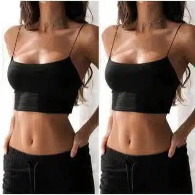 Women's Spaghetti Strap Crop Tops-Black-5