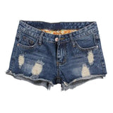 Torn Denim Shorts For Women-Lightblue-20