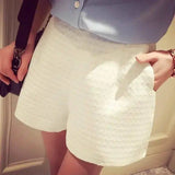 Wide Thigh High Waist Shorts-White-22