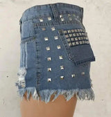 LOVEMI - Lovemi - Women's ripped jeans baggy shorts rivet hot pants