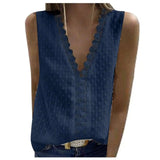 Stylish Chiffon Vest Top for Any Occasion-Navy Blue-4