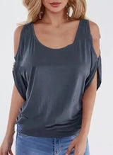 Women's Cold Shoulder Casual T-Shirt Top-Picture color-2