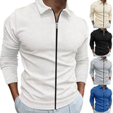 Men's Clothing Waffle Style Zipped Lapel Jacket Outdoor Sports Tops Light Gray / 4XL-1