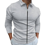 Men's Clothing Waffle Style Zipped Lapel Jacket Outdoor Sports Tops Light Gray / 4XL-Light Gray-4