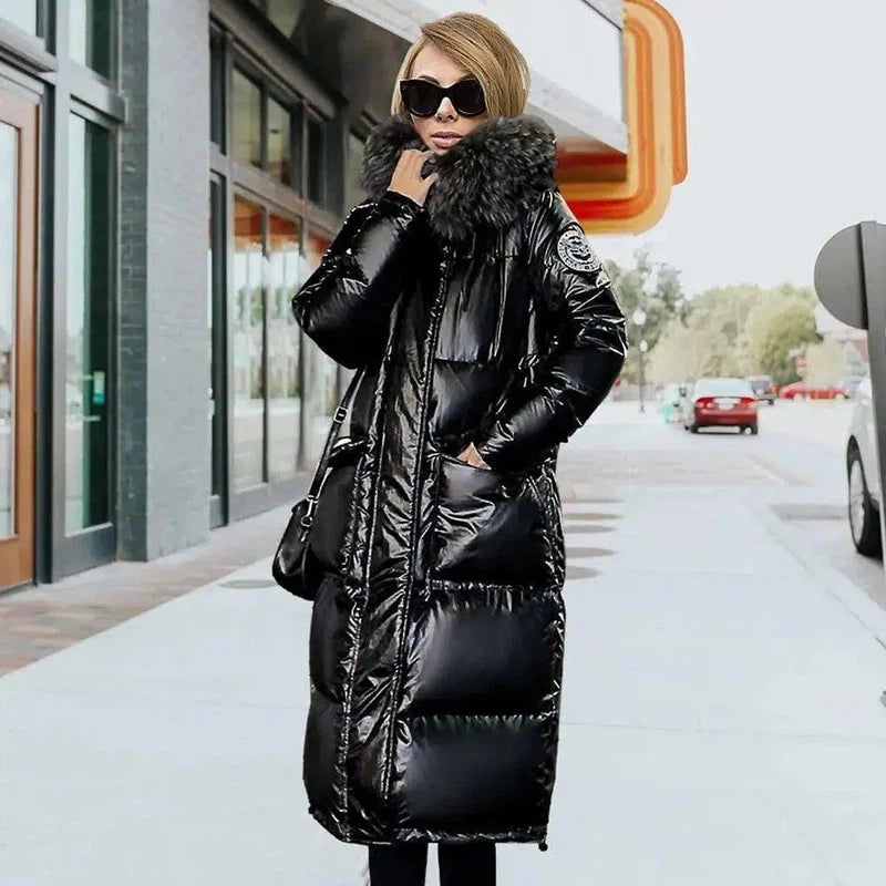 Mid-length Thickened Shiny Women's Padded Jacket-3