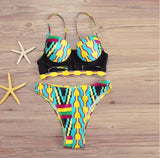 Multi Pattern High Waist Bikini Set-Greenbottom-5