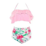 new bikini European and American sexy high waist split-Pinkflower-6