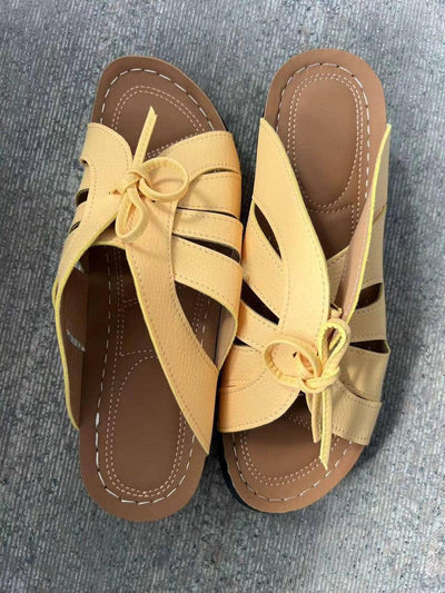 New Roman Shoes For Women Lace-up Platform Wedges Sandals-Yellow-9