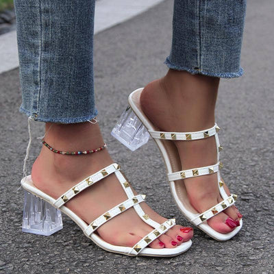 New Square Toe Sandals With Rivet Design Summer-4