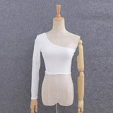 Off Shoulder Sexy Female Knitted Crop Top Women White Black-White-4