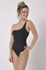 One-shoulder one-piece bikini-Black-2