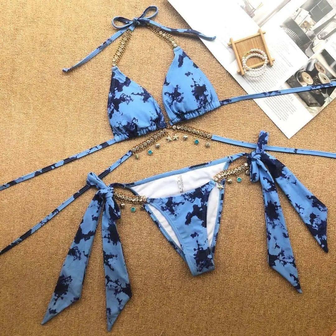 Pendant strap triangle sexy women's swimsuit-Bluebackground-8