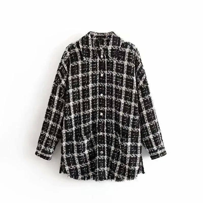 Plaid tweed coat-7