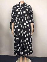 CM.YAYA Autumn Dot Print Button Up Plus Size XL-5XL Women Blousers Maxi Dress Vestidos Streetwear Long Dresses Vestidos-5