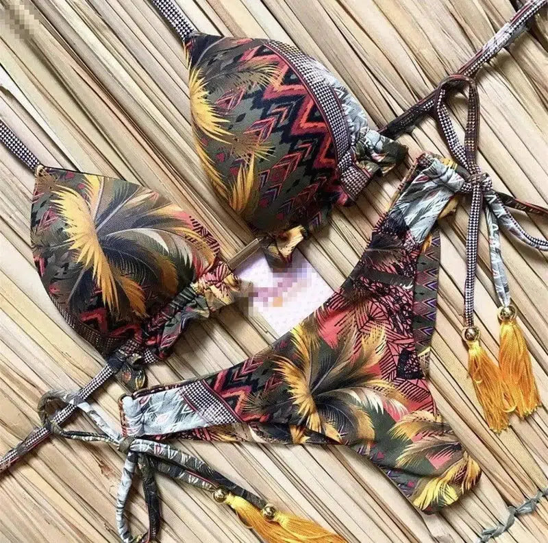 Printed strap bikini-QS02-3