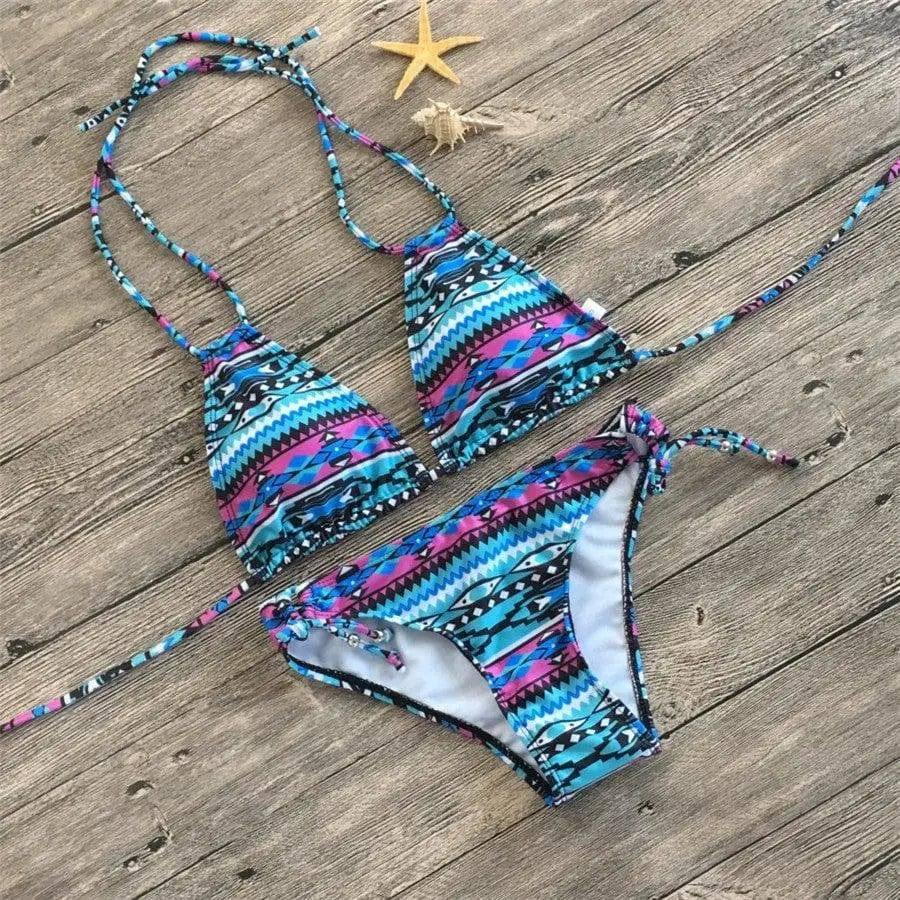 Retro printed split bikini-A-3