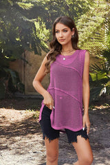 Round Neck Hollow Vest Women's Knitwear-Pink-12