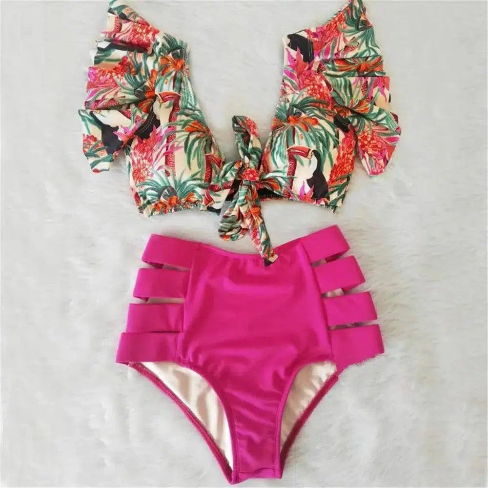 Ruffled Bikini Split Swimsuit European And American Sexy-ROSERENB-8