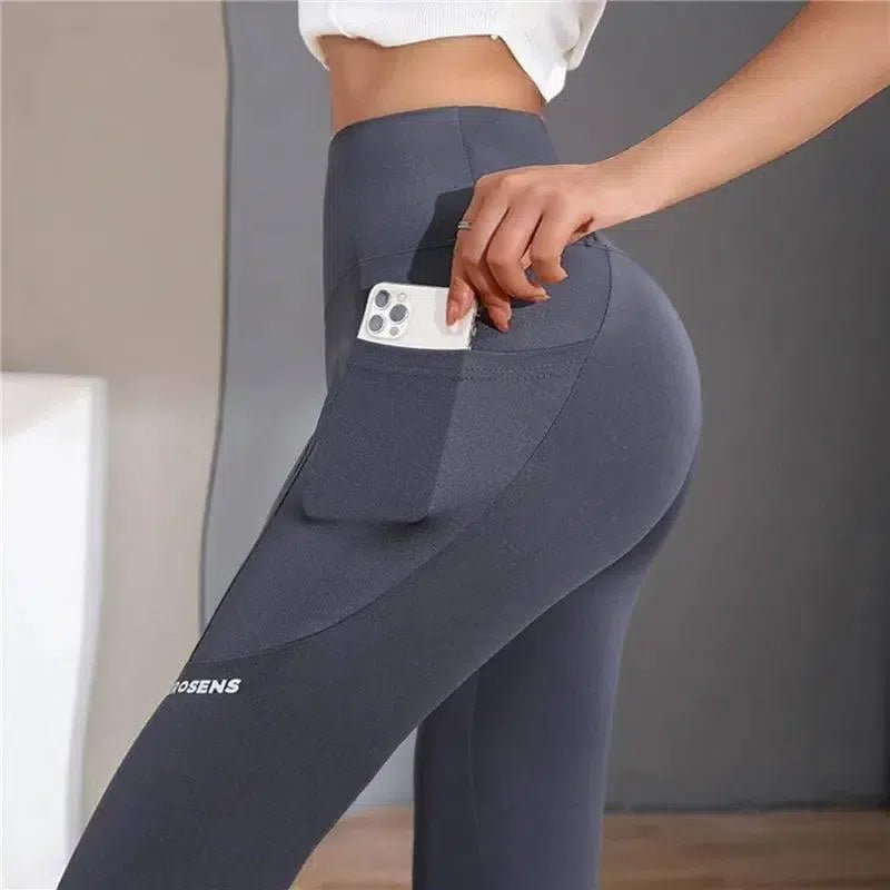 Seamless Leggings With Pocket-Grey-Long-1