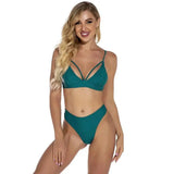 Sexy Lace Split Swimsuit Solid Color Bikini-2