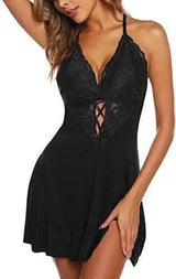 lingerie modal pajamas Sleepwear-Black-3