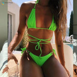 split bikini strap tether split swimsuit-Green-3