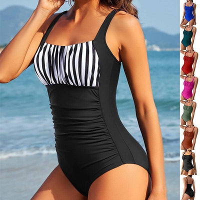 Square Neck One-piece Bikini Summer New Solid Color-1