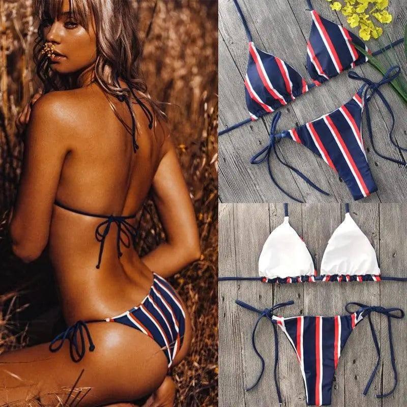 triangle striped bikini-1