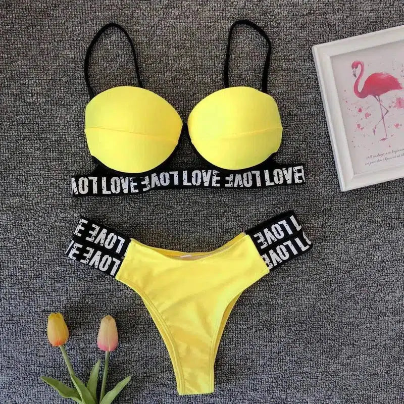 white leopard bikini-Yellow-2