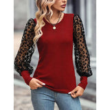 Slim-fit Color Matching Long-sleeved Top-Red-5