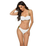 Solid Color Nylon Fabric Split Bikini Bikini-White-2