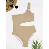 Solid Color One-piece Swimsuit Feminine Waistless Swimsuit-1