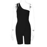 Solid Color One Shoulder Slim Fit Hip Raise Sports Yoga-Black-6