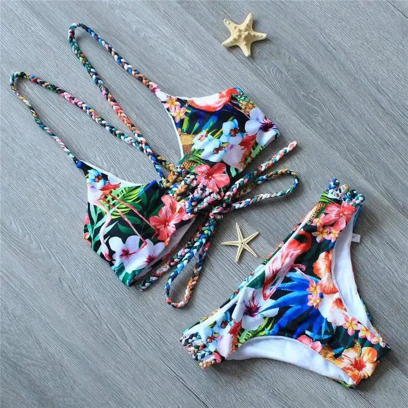 Split hand-knitted printed bikini-Picturecolor-1