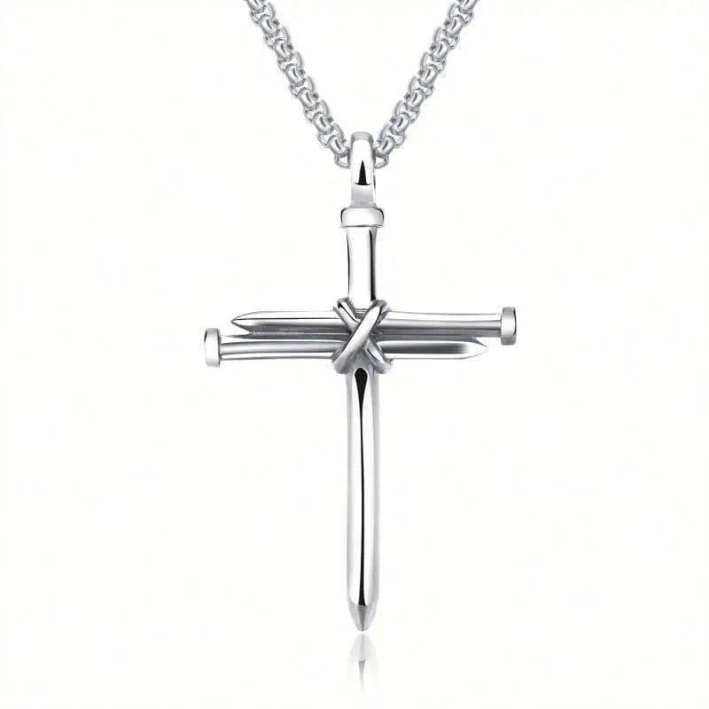 Stainless Steel Titanium Steel Alloy Nail Necklace-Silver-2