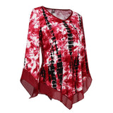 Stylish Red Print Asymmetrical Hem Blouse-2